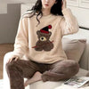 2pcs Women’s Warm Pajama Set – Coral Velvet Cartoon Bear