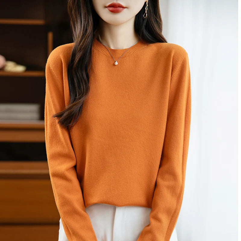 “Women’s 100% Velvet O-Neck Sweater”