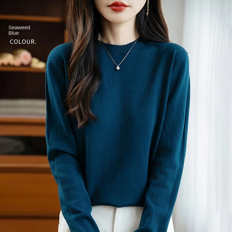 “Women’s 100% Velvet O-Neck Sweater”