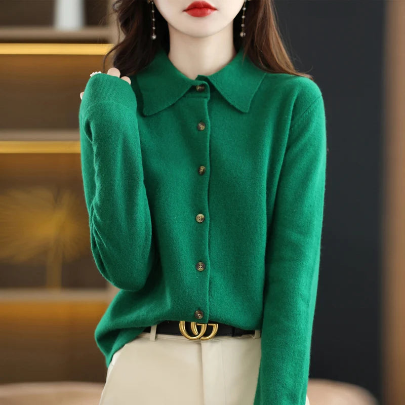 “2024 Women’s Polo Collar Cardigan”
