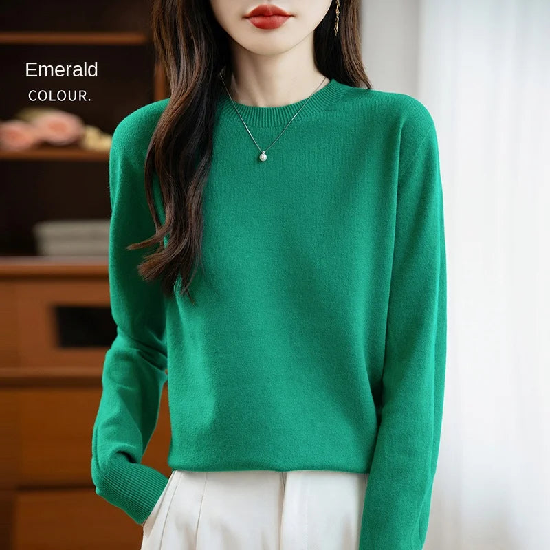 “Women’s 100% Velvet O-Neck Sweater”