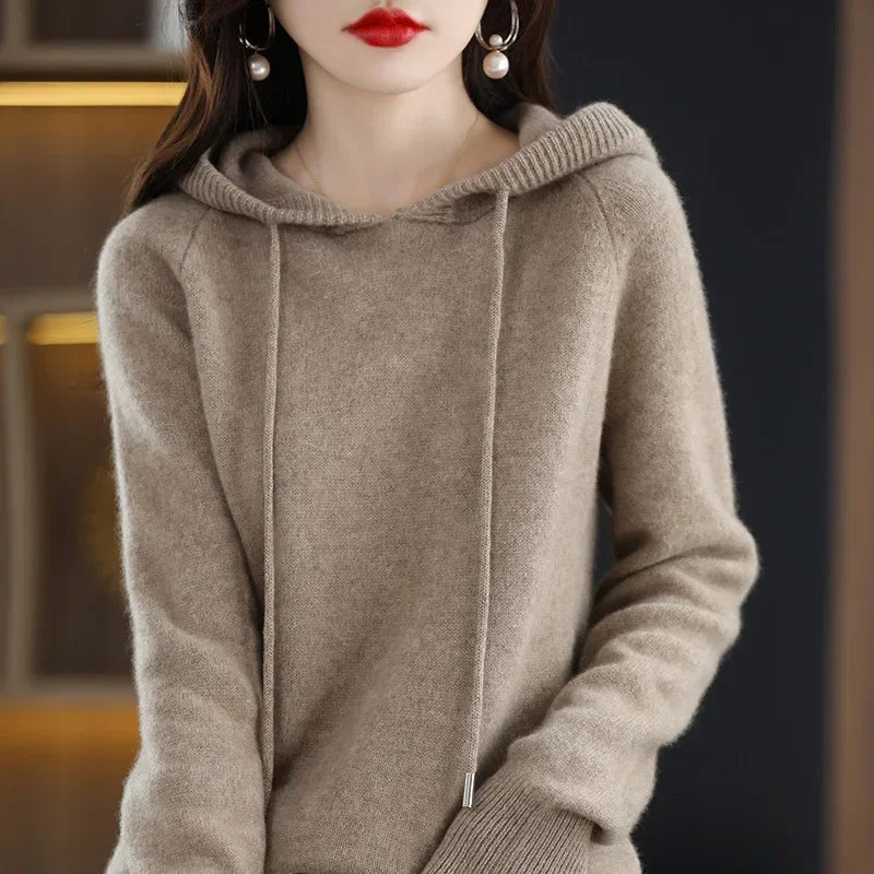 Women’s Korean Hoodie Sweater – Loose Thick Knitted Pullover