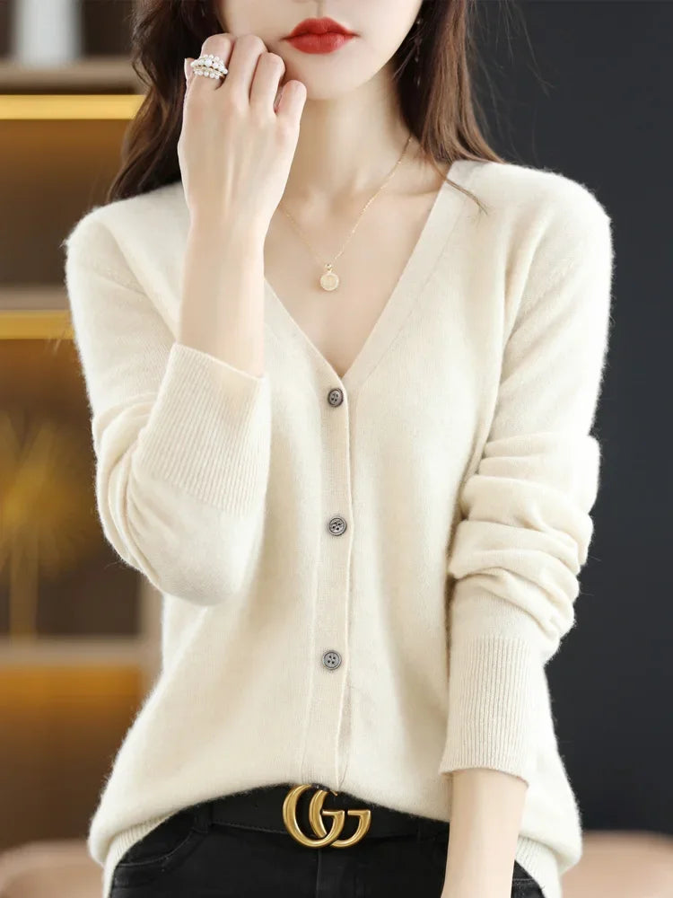 “Women’s V-Neck Knit Cardigan”