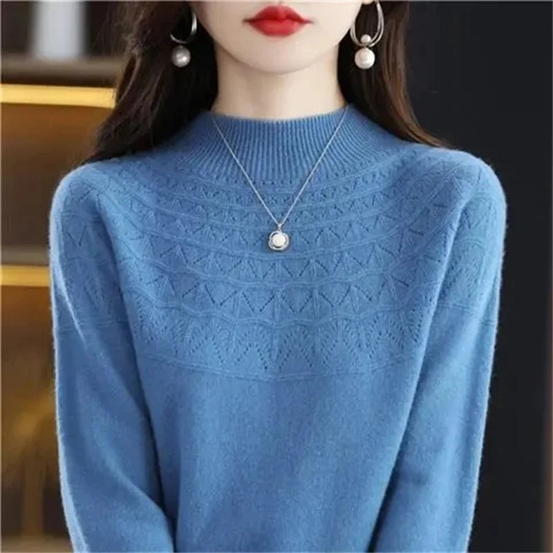 100% Wool Cashmere Sweater – Women’s Autumn/Winter Pullover