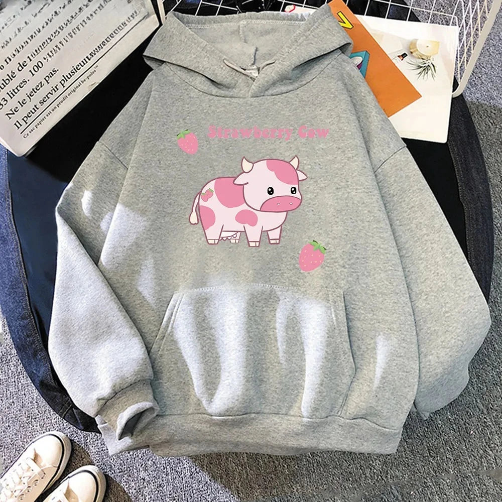 Cow Strawberry Hoodie – Kawaii Pullover