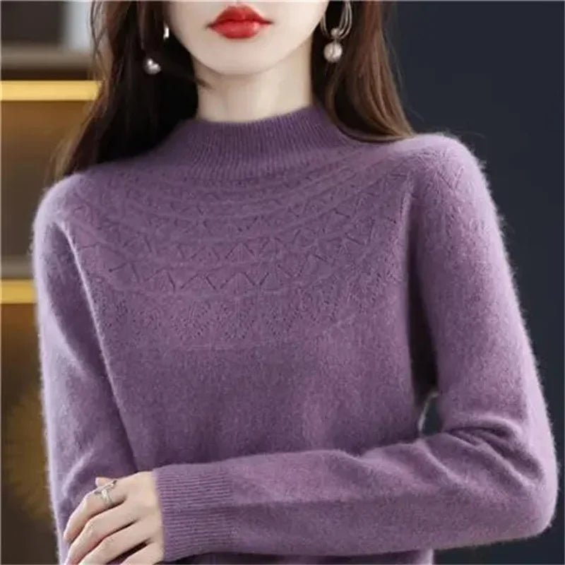 100% Wool Cashmere Sweater – Women’s Autumn/Winter Pullover