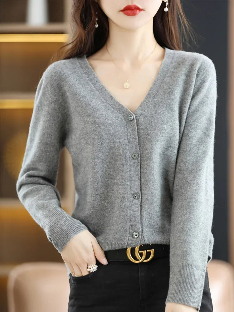 “Women’s V-Neck Knit Cardigan”
