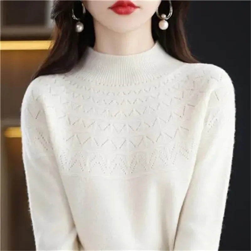 100% Wool Cashmere Sweater – Women’s Autumn/Winter Pullover