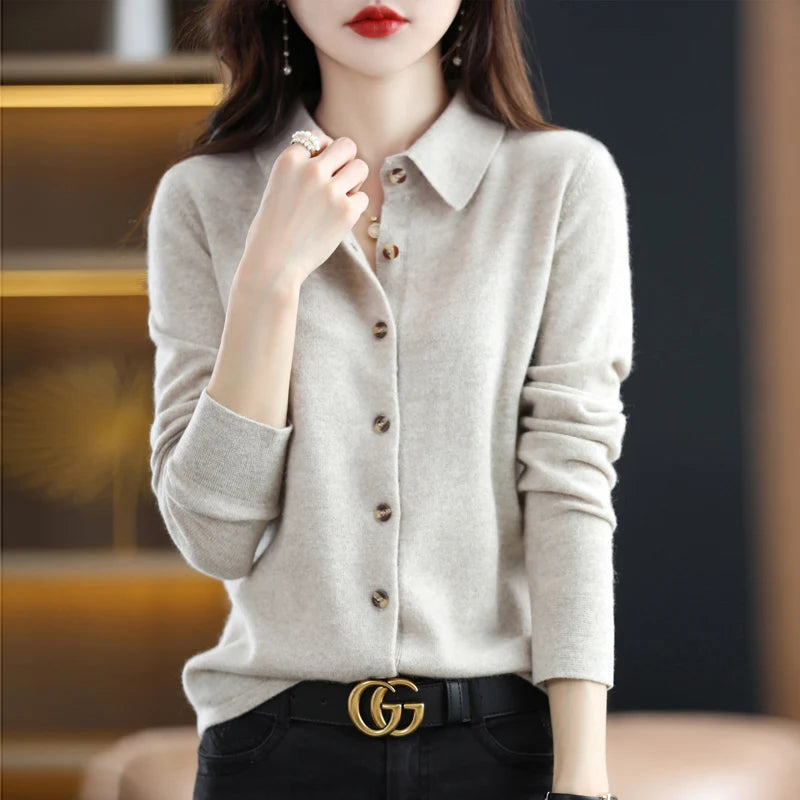 “2024 Women’s Polo Collar Cardigan”