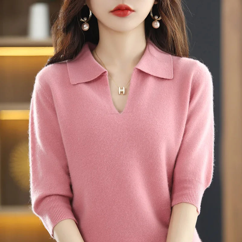 “Women’s 100% Cashmere Short-Sleeve Sweater”