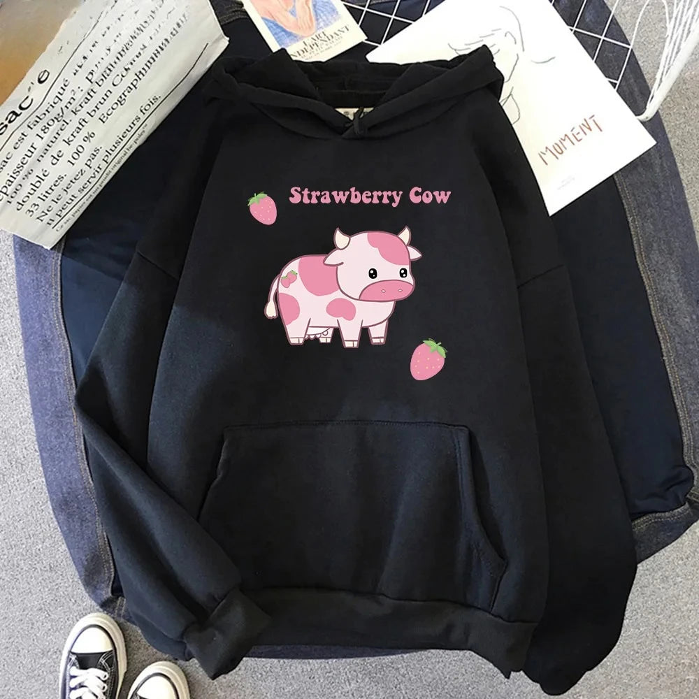 Cow Strawberry Hoodie – Kawaii Pullover