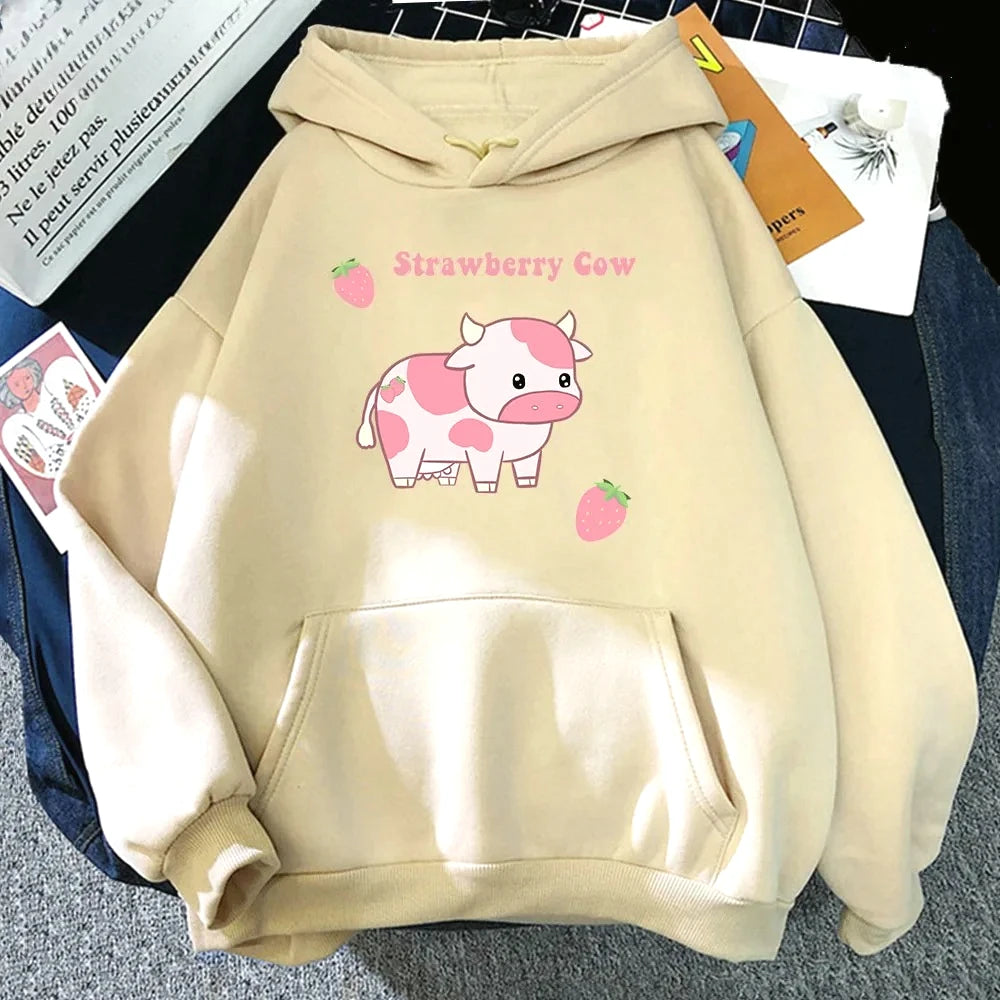 Cow Strawberry Hoodie – Kawaii Pullover