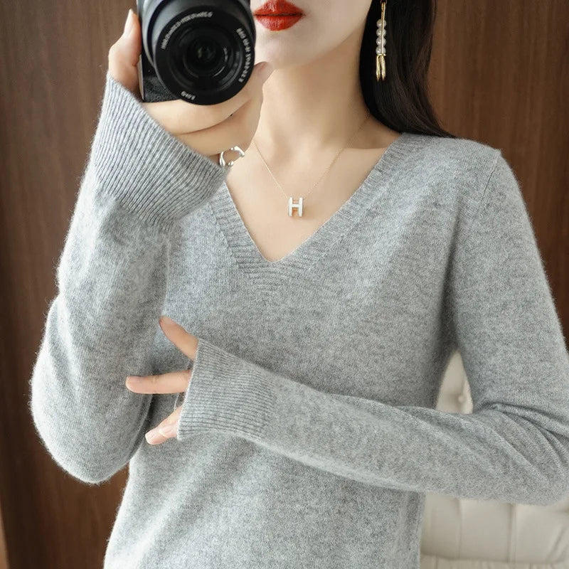 “Women’s Cashmere V-Neck Sweater”