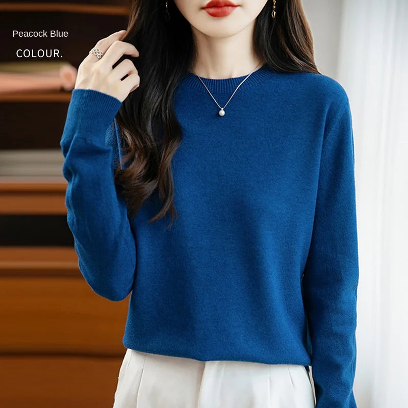 “Women’s 100% Velvet O-Neck Sweater”