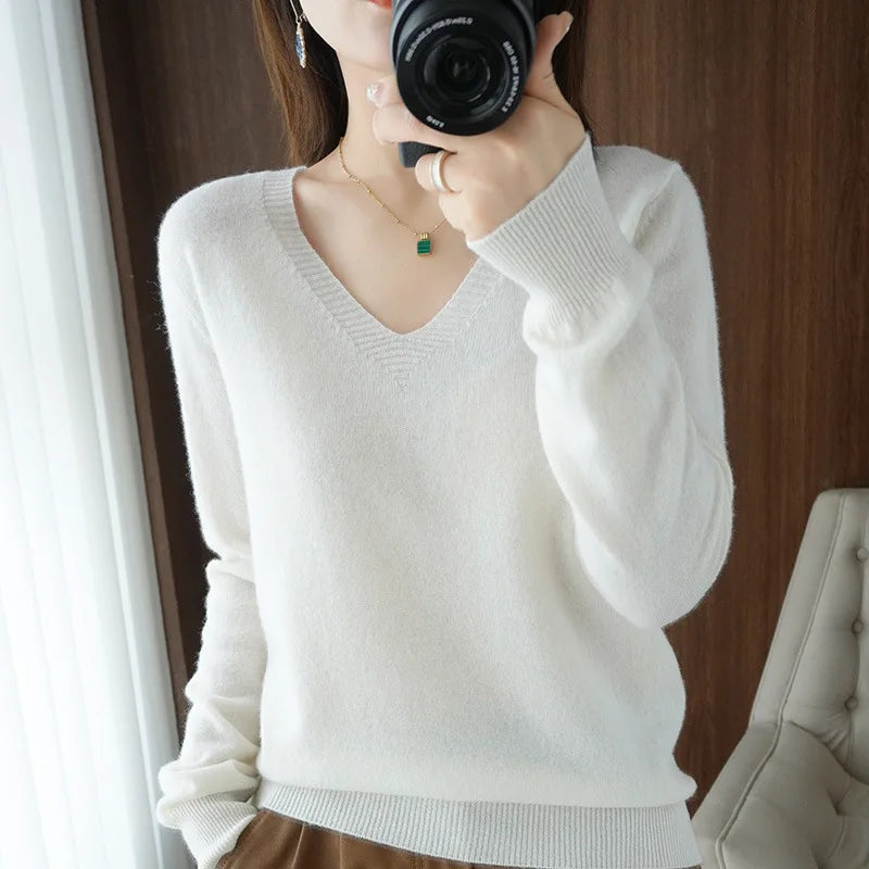 “Women’s Cashmere V-Neck Sweater”