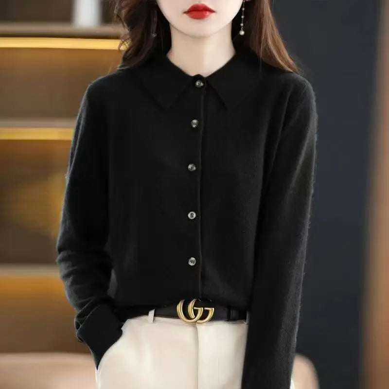 “2024 Women’s Polo Collar Cardigan”