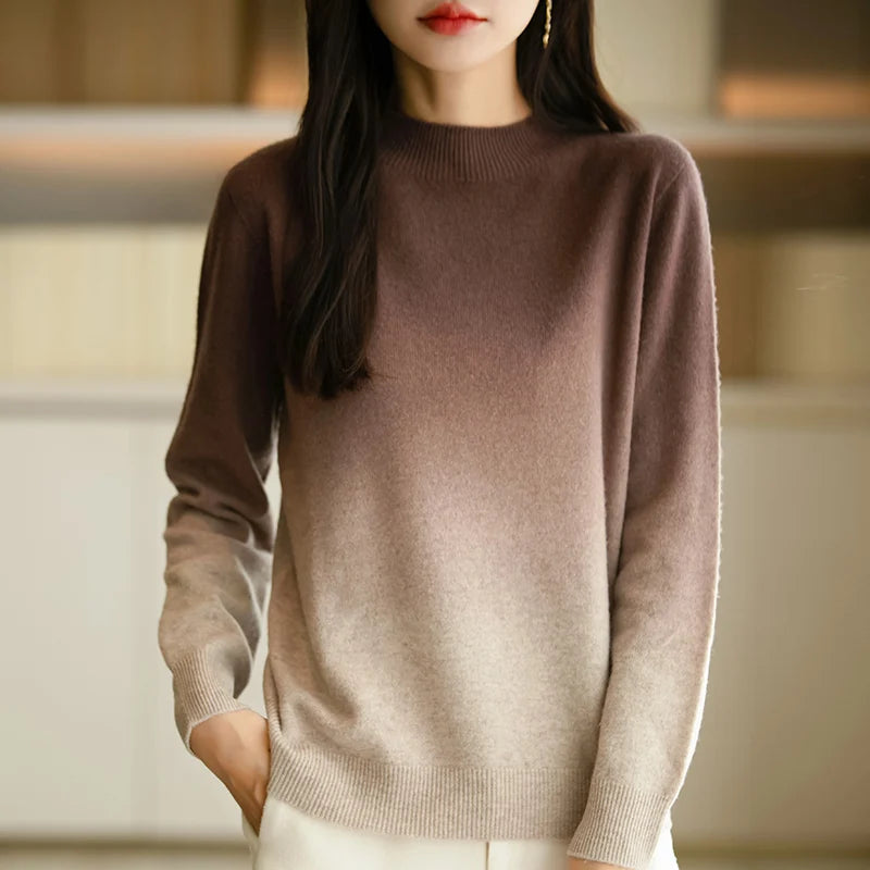 “Women’s Gradient Wool Mock-Collar Sweater”