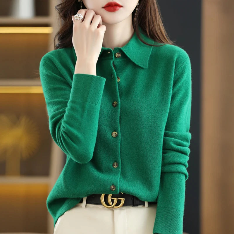 “2024 Women’s Polo Collar Cardigan”