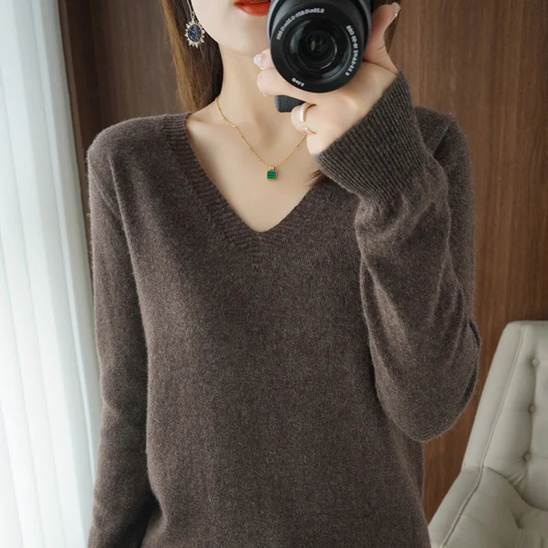 “Women’s Cashmere V-Neck Sweater”