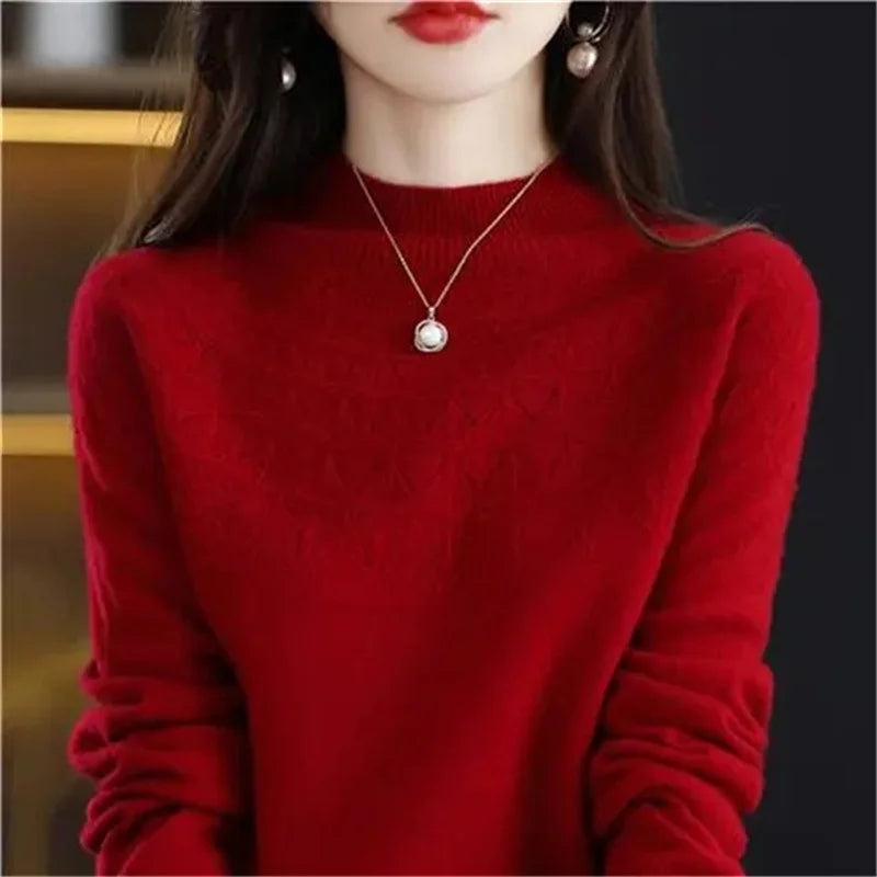 100% Wool Cashmere Sweater – Women’s Autumn/Winter Pullover