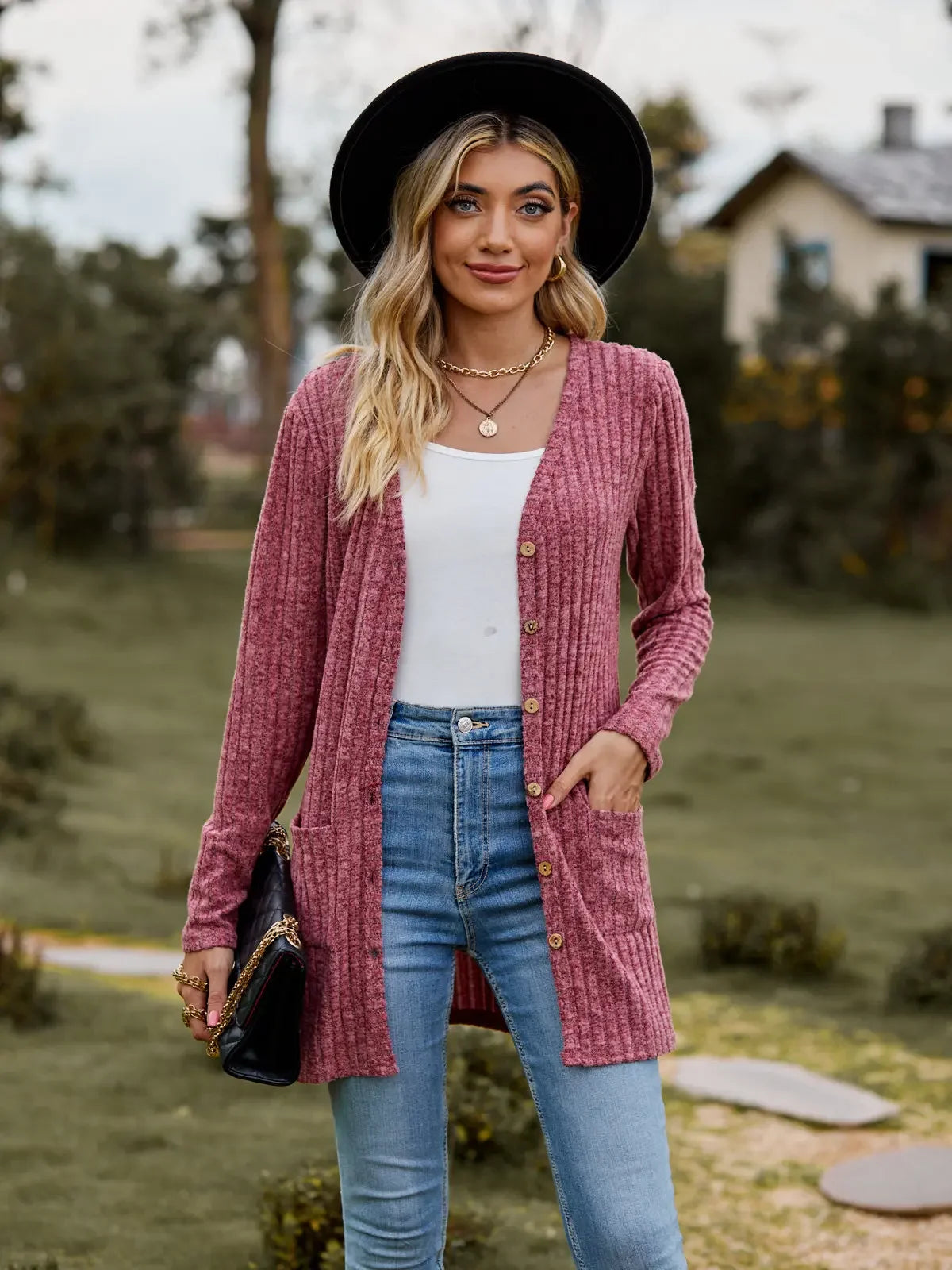 Women’s V-Neck Button Cardigan