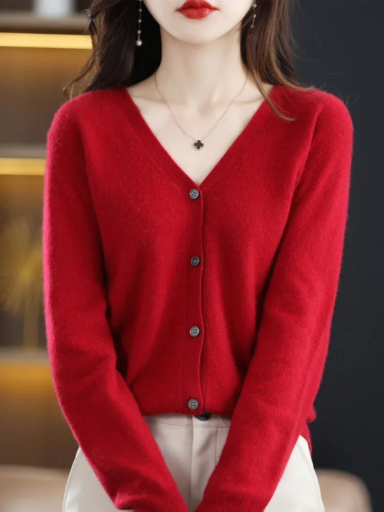 “Women’s V-Neck Knit Cardigan”