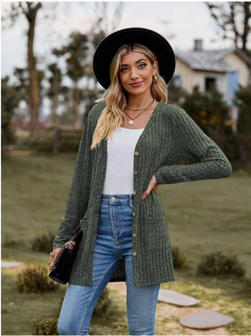 Women’s V-Neck Button Cardigan