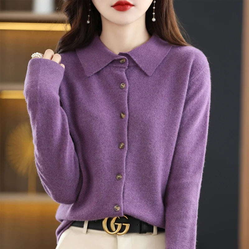 “2024 Women’s Polo Collar Cardigan”