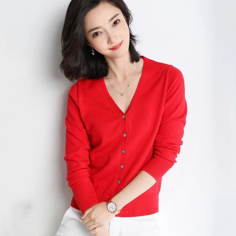 “Women’s V-Neck Knit Cardigan”