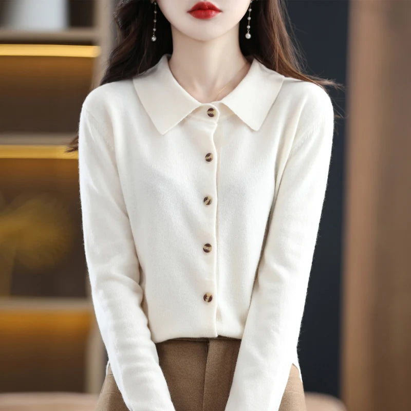 “2024 Women’s Polo Collar Cardigan”