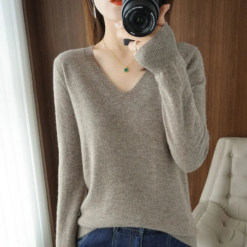 “Women’s Cashmere V-Neck Sweater”
