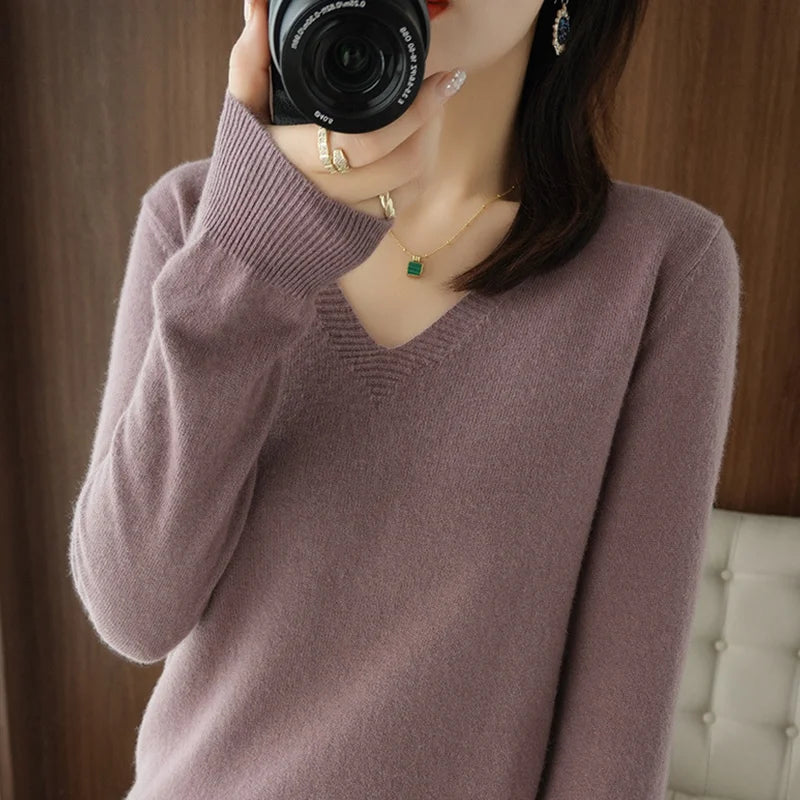 “Women’s Cashmere V-Neck Sweater”