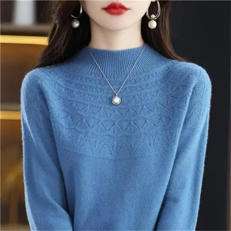 100% Wool Cashmere Sweater – Women’s Autumn/Winter Pullover