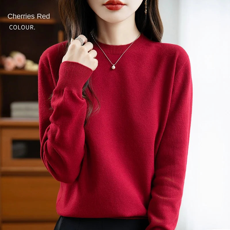 “Women’s 100% Velvet O-Neck Sweater”