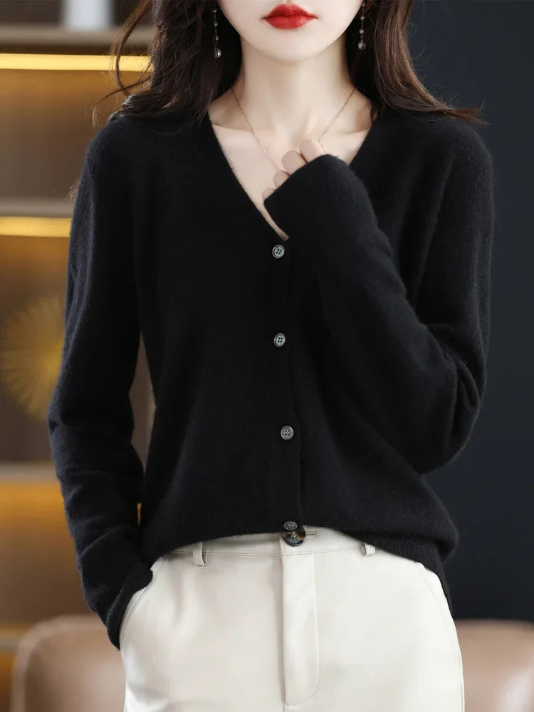 “Women’s V-Neck Knit Cardigan”