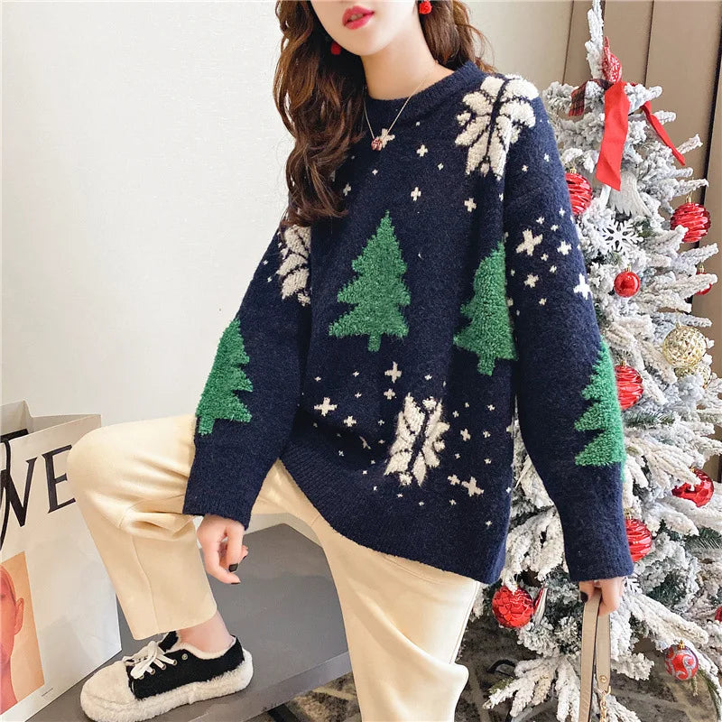 2024 Korean Christmas Sweater – Women’s Loose Hoodie