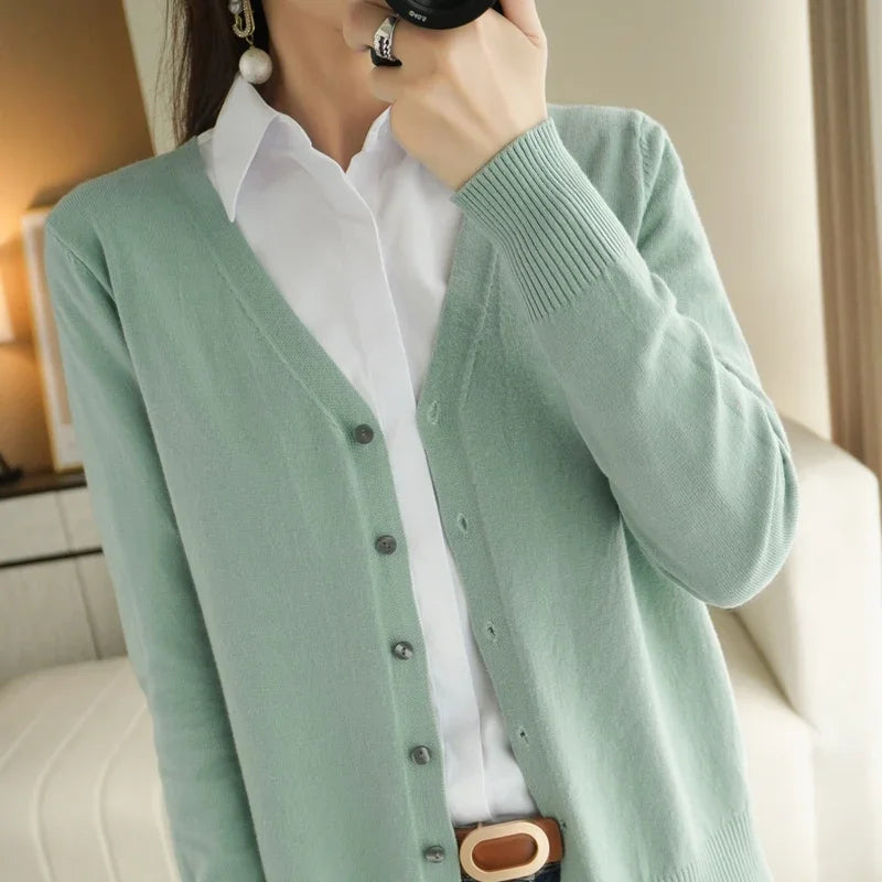 “Women’s V-Neck Knit Cardigan”