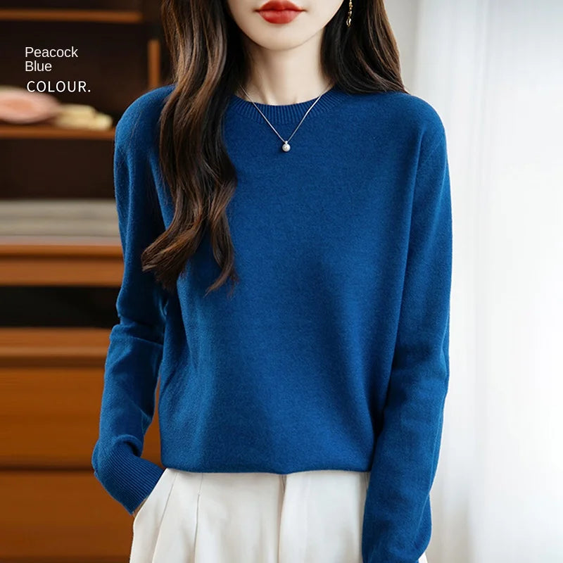 “Women’s 100% Velvet O-Neck Sweater”