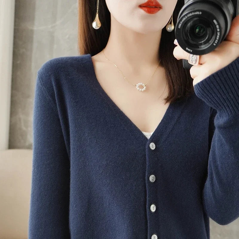 “Women’s V-Neck Knit Cardigan”