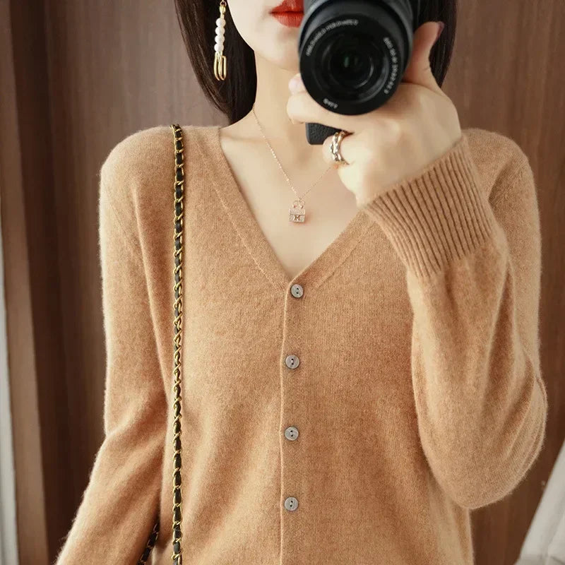 “Women’s V-Neck Knit Cardigan”