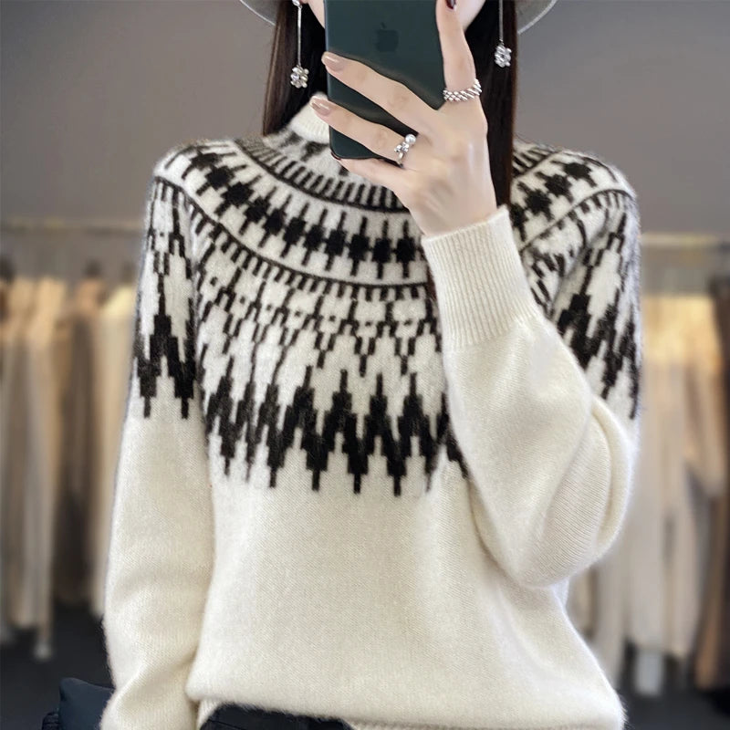 Half-High Collar Knit Pullover