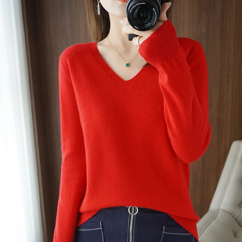 “Women’s Cashmere V-Neck Sweater”