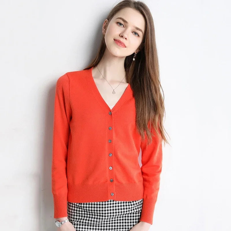 “Women’s V-Neck Knit Cardigan”