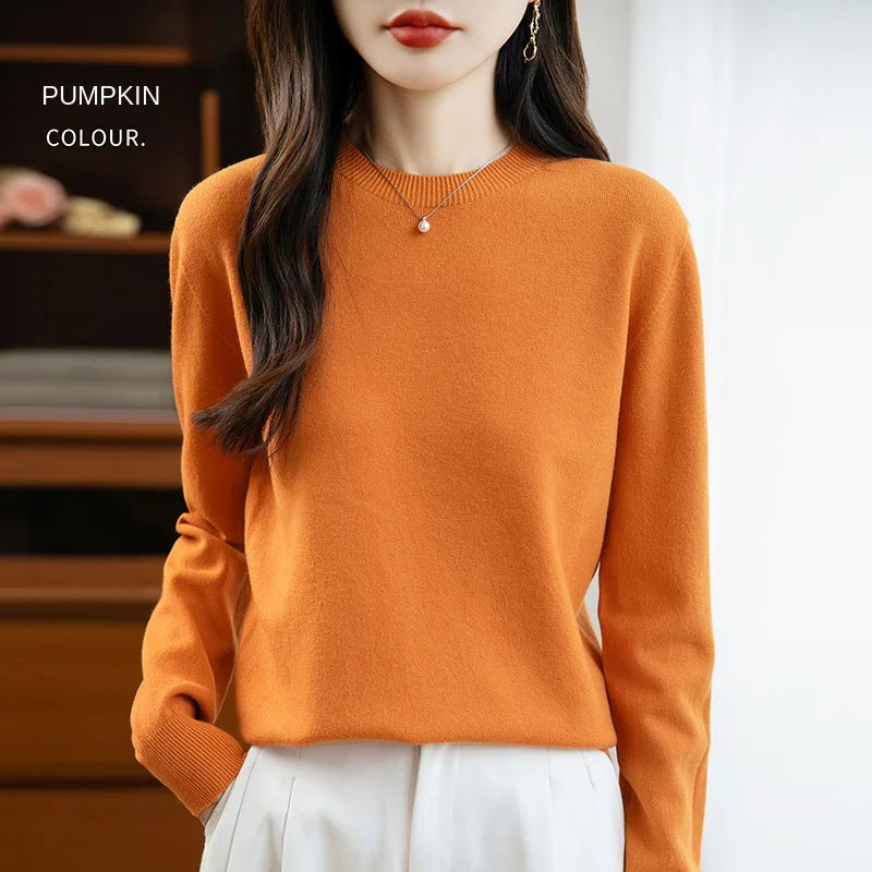 “Women’s 100% Velvet O-Neck Sweater”