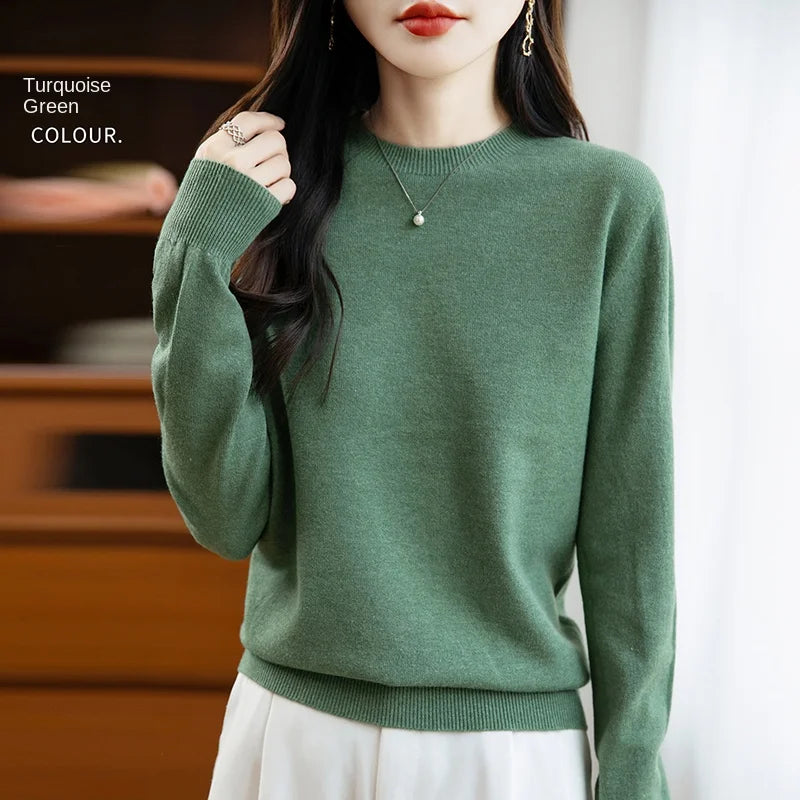“Women’s 100% Velvet O-Neck Sweater”