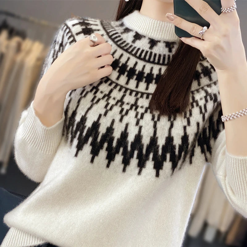 Half-High Collar Knit Pullover
