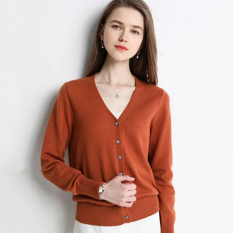“Women’s V-Neck Knit Cardigan”