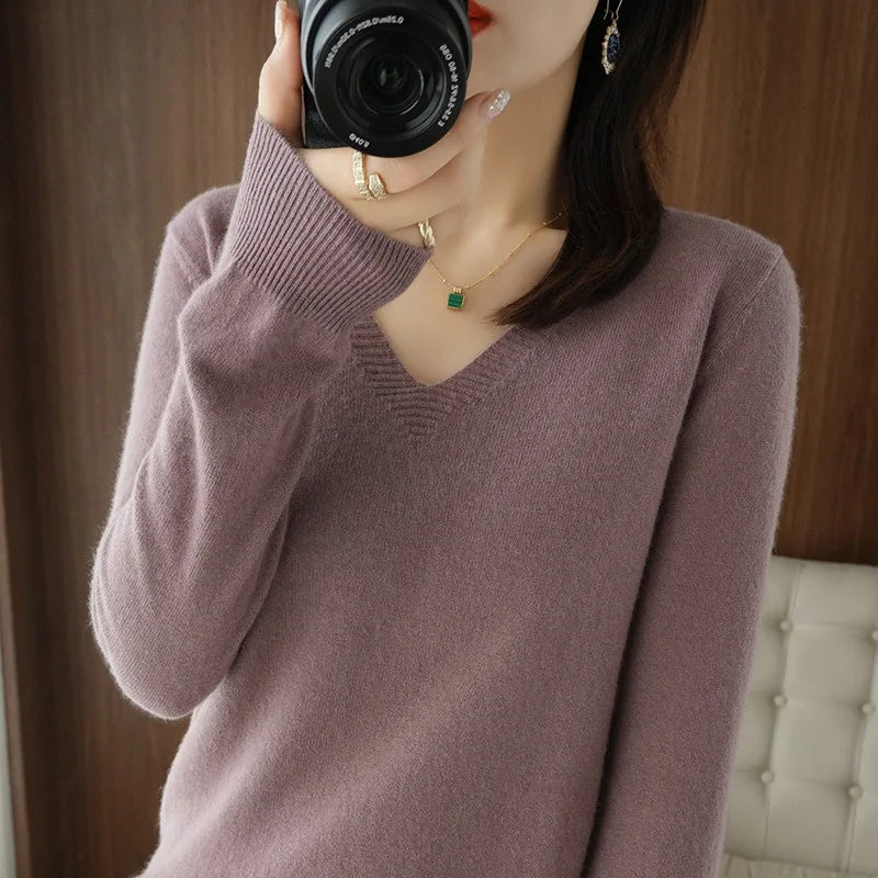 “Women’s Cashmere V-Neck Sweater”