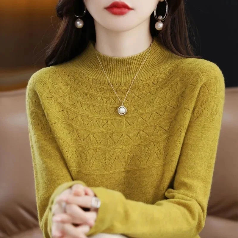 100% Wool Cashmere Sweater – Women’s Autumn/Winter Pullover