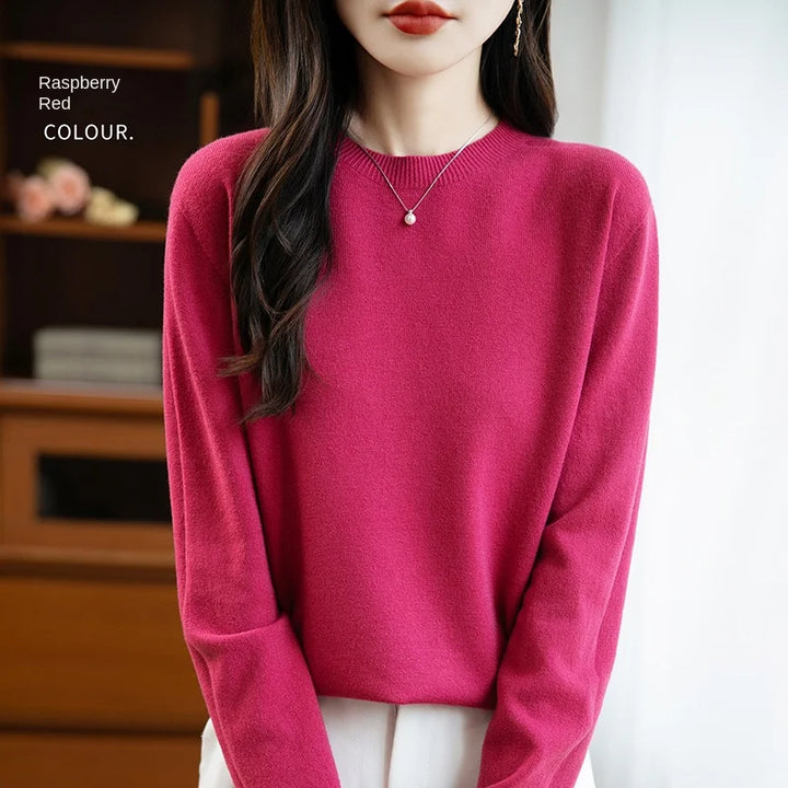 “Women’s 100% Velvet O-Neck Sweater”